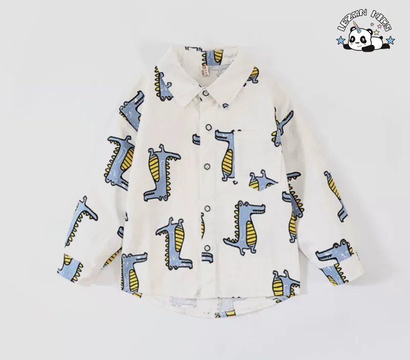 LEZONKIDS - Customizable High Quality Children's Cotton Shirt Pants Two-piece Set Cartoon Crocodile Boys Summer Clothing Set